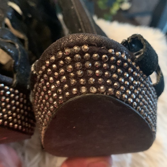 Steve Madden Harlow Leather Metallic Front Zip Studded Platform Stiletto 7.5 - Picture 4 of 16